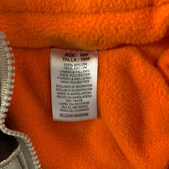 18 month Brown and Tan Bear Vest with Fleece Lining and Bear Face Hood - Picture 5 of 6